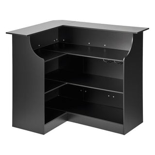 L-Shaped Home Bar with Tiered Storage