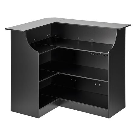 L-Shaped Home Bar with Tiered Storage