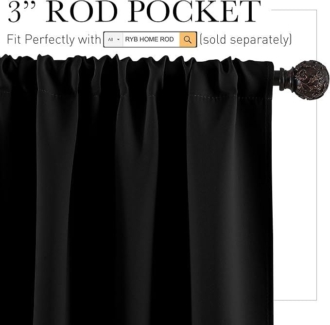 Solar Light-Blocking Insulated Bedroom Curtains