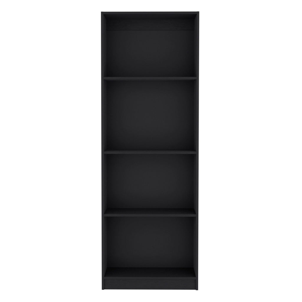 Home Bookcase with 4-Shelf Modern Display Unit for Books and Decor -Black -Office