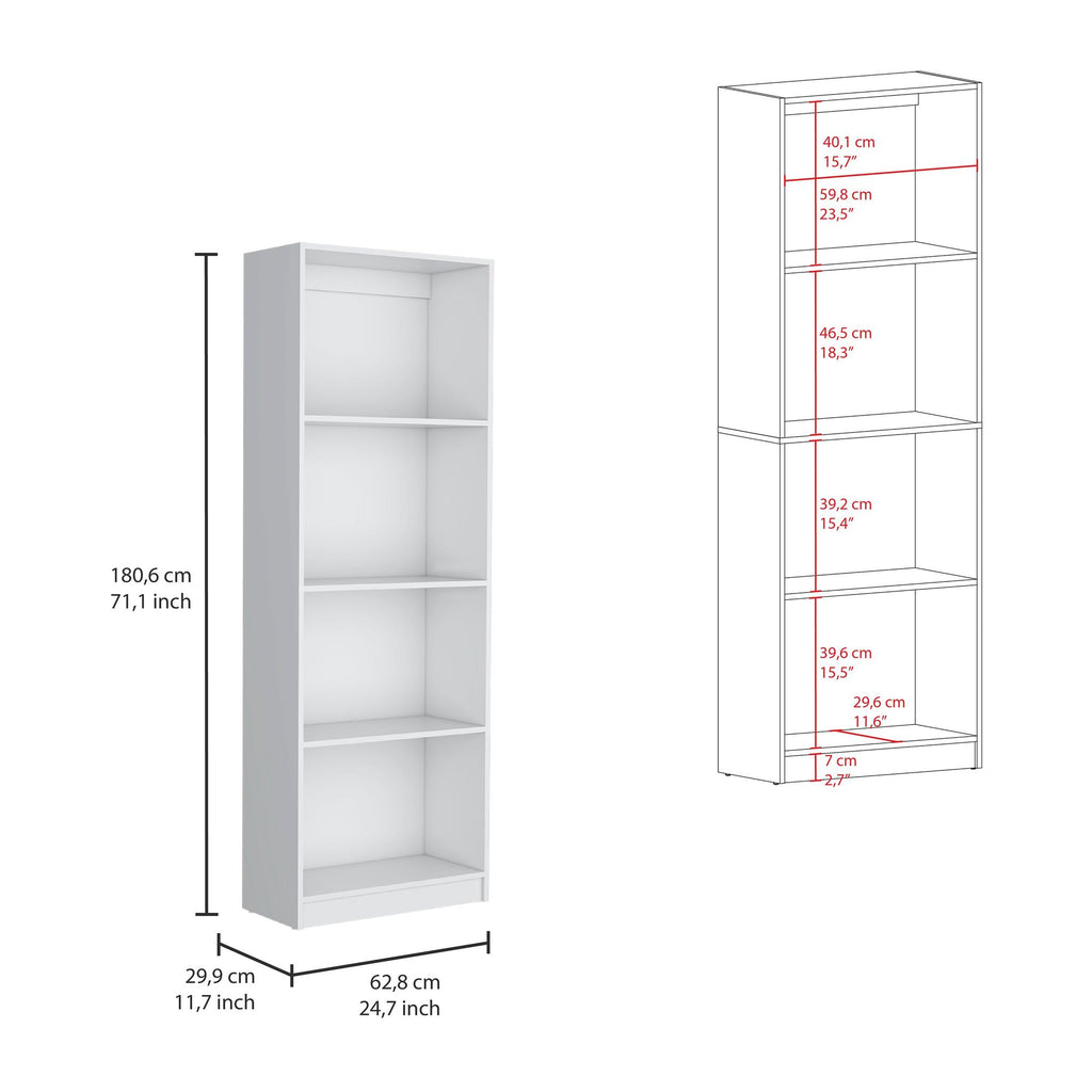 Home Bookcase with 4 Open Shelves - Modern Display Unit for Books and Decor