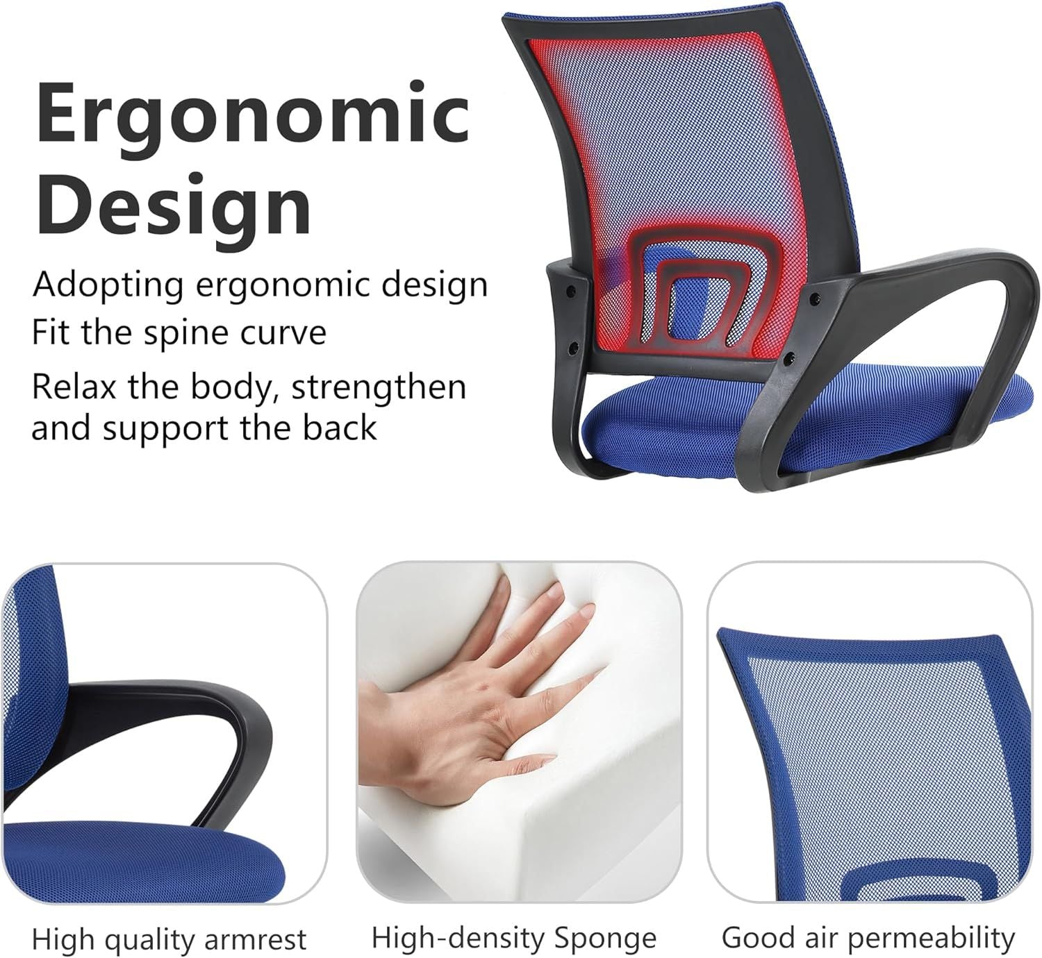Ergonomic Mesh Desk Chair with Lumbar Support and Adjustable Height