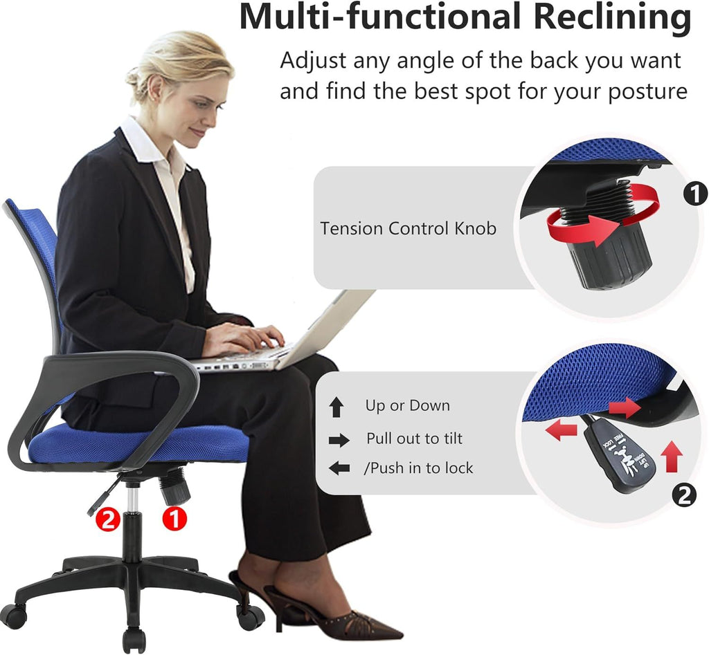 Ergonomic Mesh Desk Chair with Lumbar Support and Adjustable Height
