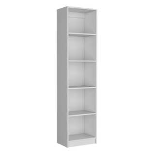 Home Xs Bookcase with 5-Tier Shelves and Slim Design -White -Office