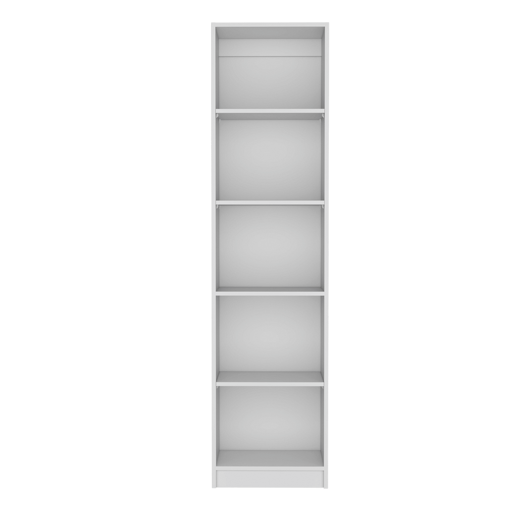 Home Xs Bookcase with 5-Tier Shelves and Slim Design -White -Office