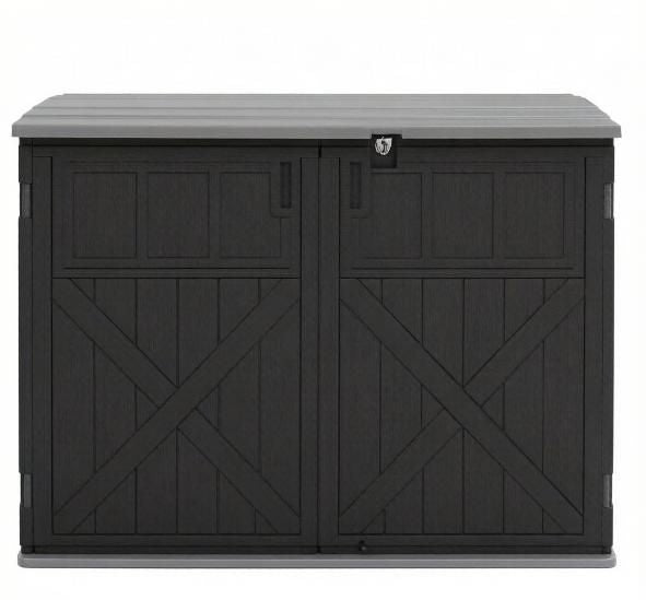 Horizontal Resin Storage Shed 20 Cu. with Adjustable Shelf Outdoor Garden Equipment Organizer Whit