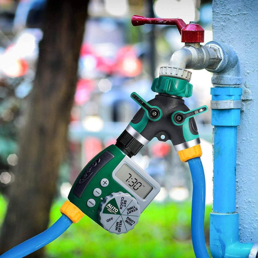 Two-Way Garden Hose Splitter with Extra Washers