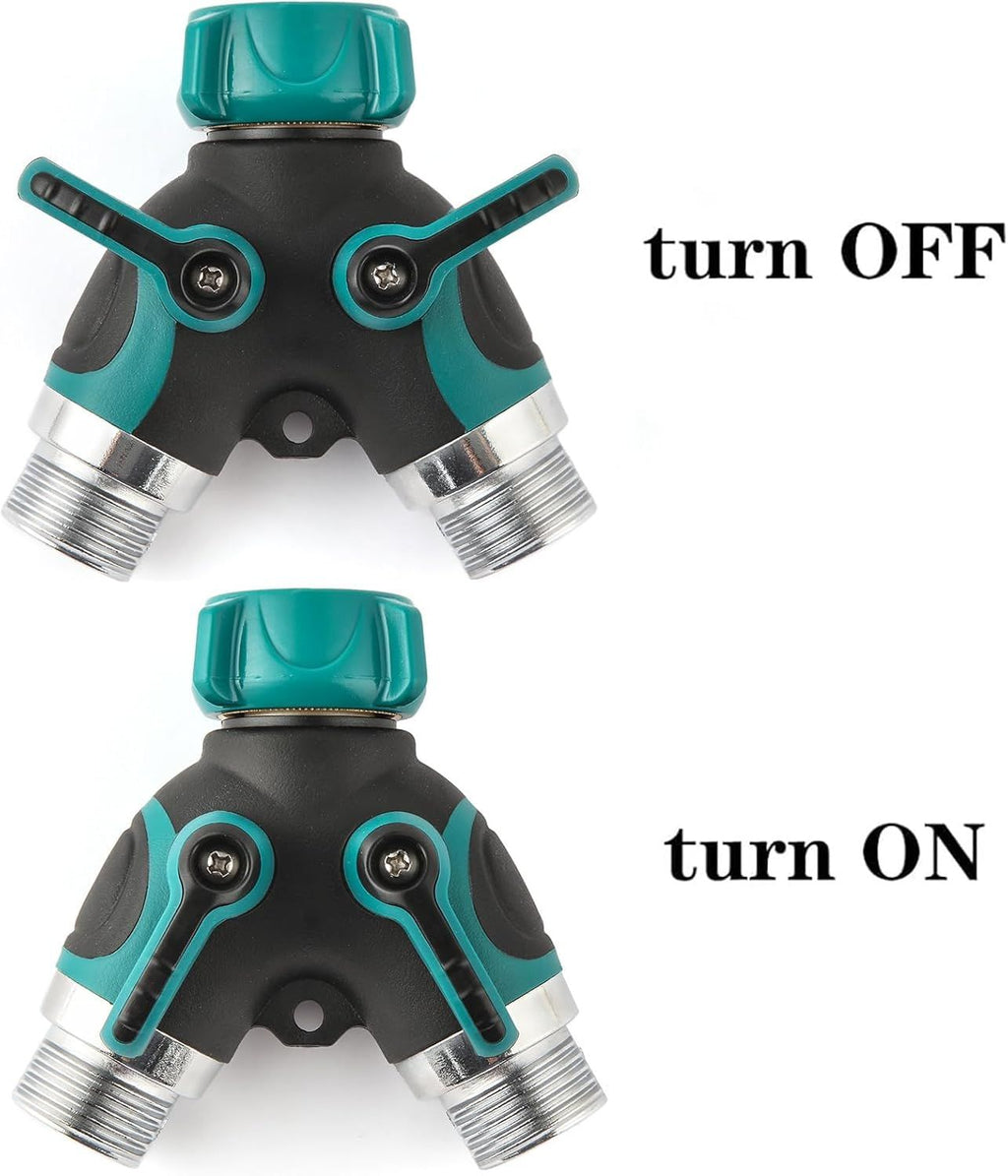 Two-Way Garden Hose Splitter with Extra Washers