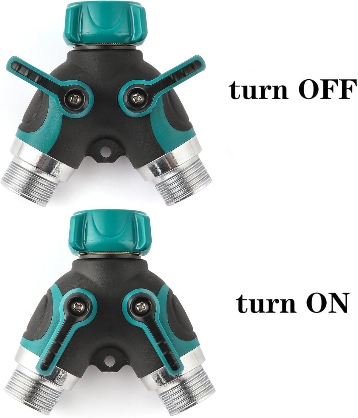 Two-Way Garden Hose Splitter with Extra Washers