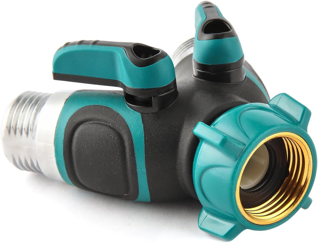 Two-Way Garden Hose Splitter with Extra Washers