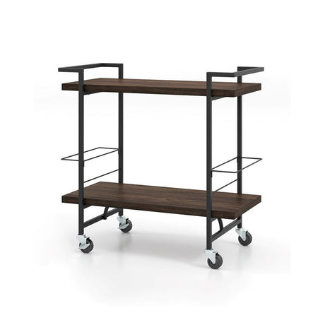 Classic Rustic Brown Bar Cart with Lockable Wheels