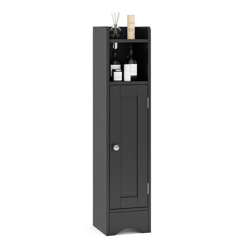 Corner Bathroom Cabinet with Adjustable Shelves - Black / Storage Cabinet