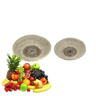 Woven Seagrass Bowls for Bohemian Decor – Two-Tone Brown and Beige