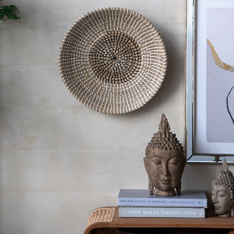 Woven Seagrass Bowls for Bohemian Decor – Two-Tone Brown and Beige