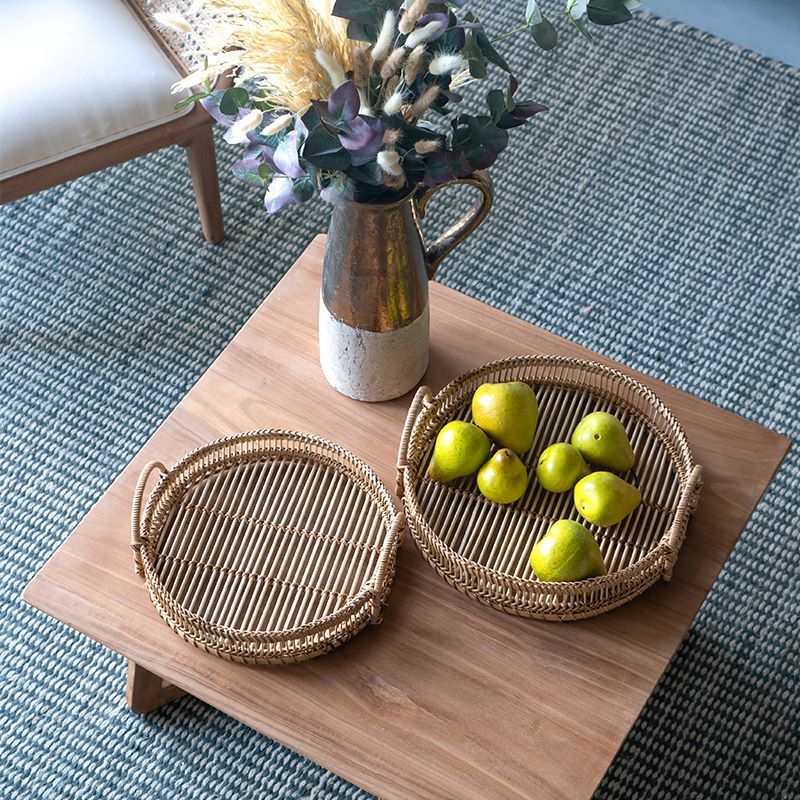 Set of Three Sienna Woven Decorative Trays