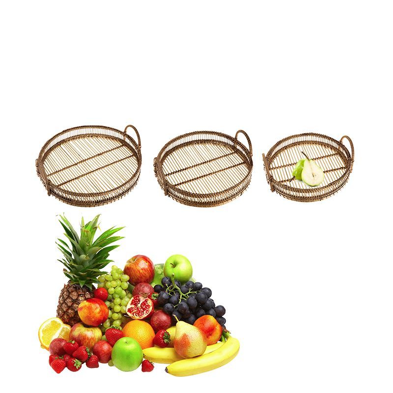 Set of Three Sienna Woven Decorative Trays