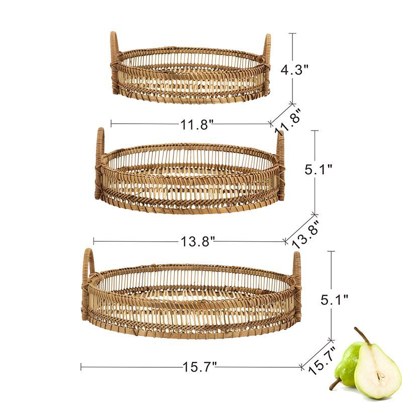 Set of Three Sienna Woven Decorative Trays