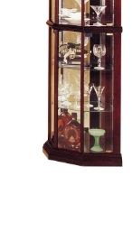 Huxley Cherry Finish Corner Curio Cabinet with Glass Doors and Shelves
