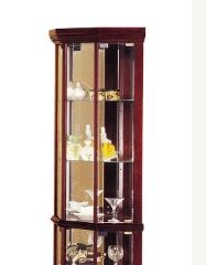 Huxley Cherry Finish Corner Curio Cabinet with Glass Doors and Shelves