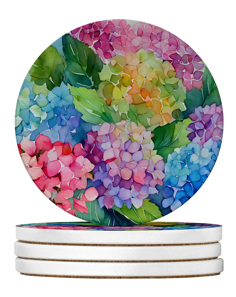 Hydrangeas Watercolor Coasters – Absorbent, Protective, Art-Inspired Gift Set