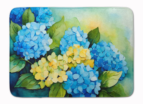 Watercolor Hydrangeas Cushioned Kitchen and Bath Mat