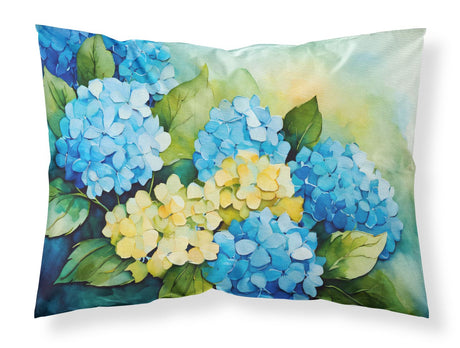 Hydrangeas in Watercolor Pillowcase White Back Moisture-Wicking
