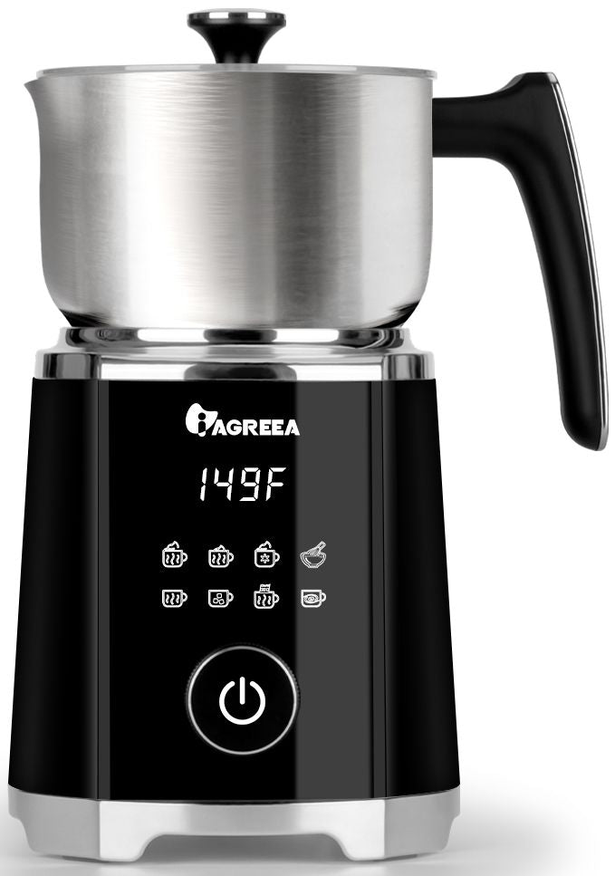 IAGREEA 8-in-1 Large Electric Milk Frother and Steamer for Hot & Cold Foam