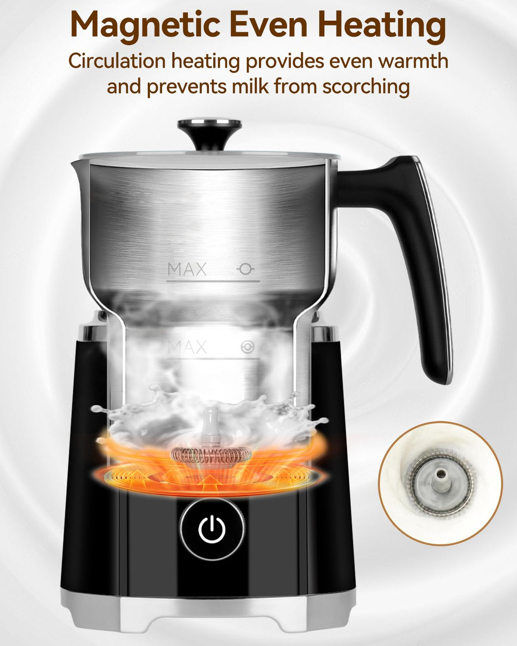 IAGREEA 8-in-1 Large Electric Milk Frother and Steamer for Hot & Cold Foam