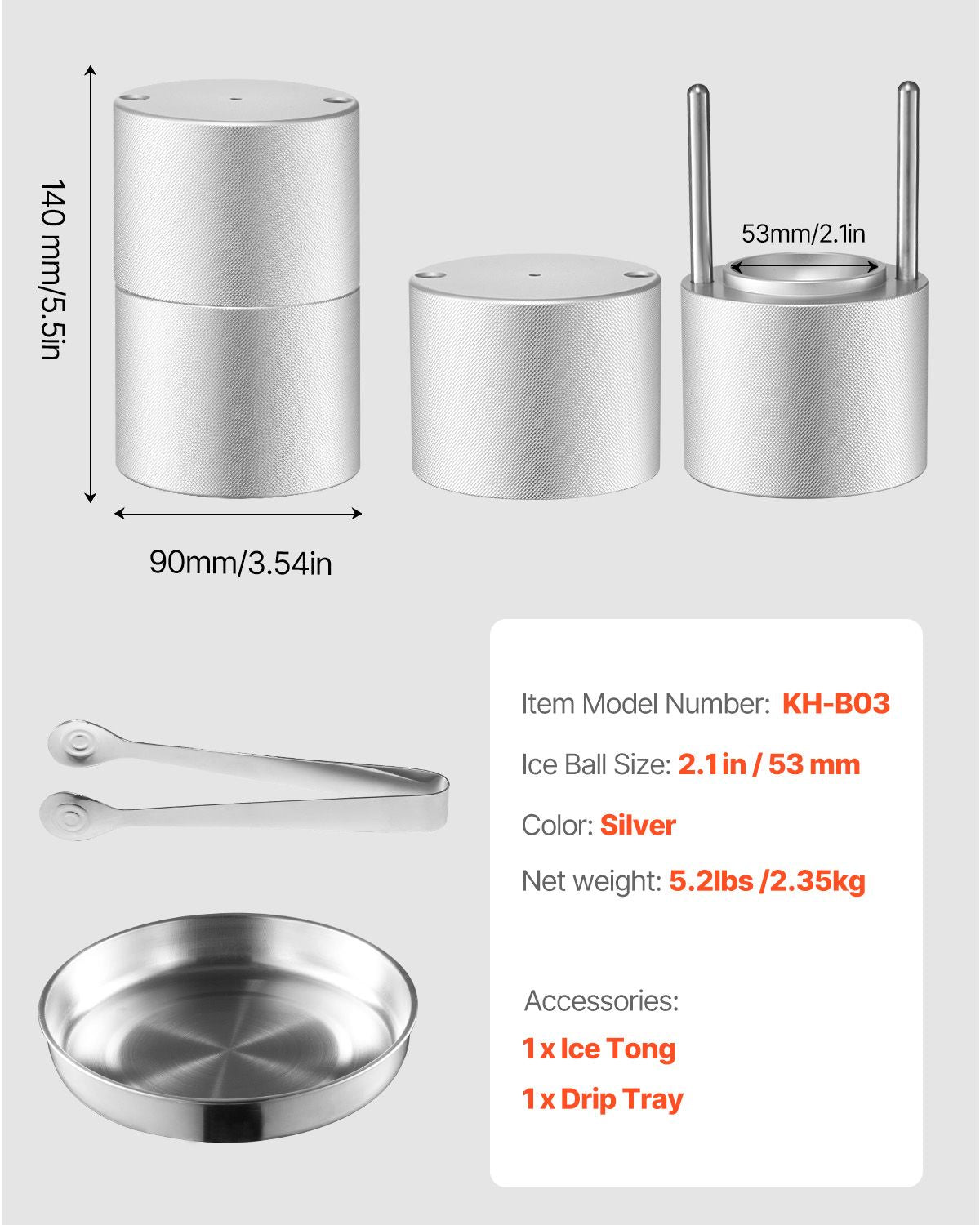 Gravity Ice Ball Press Kit with Tongs and Drip Tray