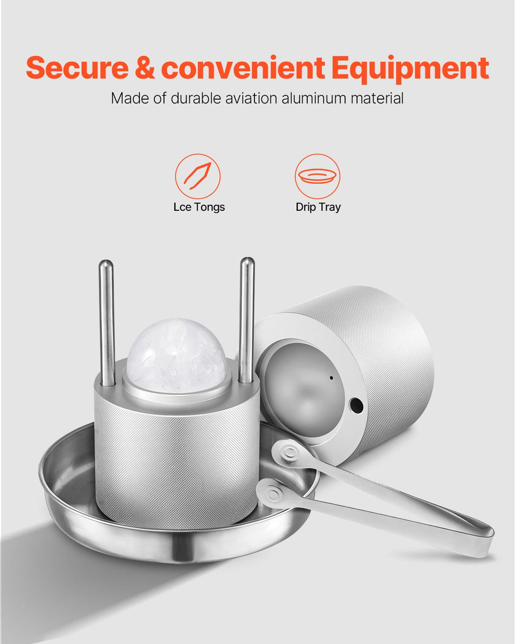 Gravity Ice Ball Press Kit with Tongs and Drip Tray