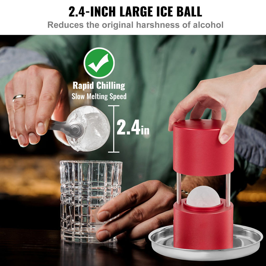 Red Ice Ball Press Kit with Tongs and Drip Tray
