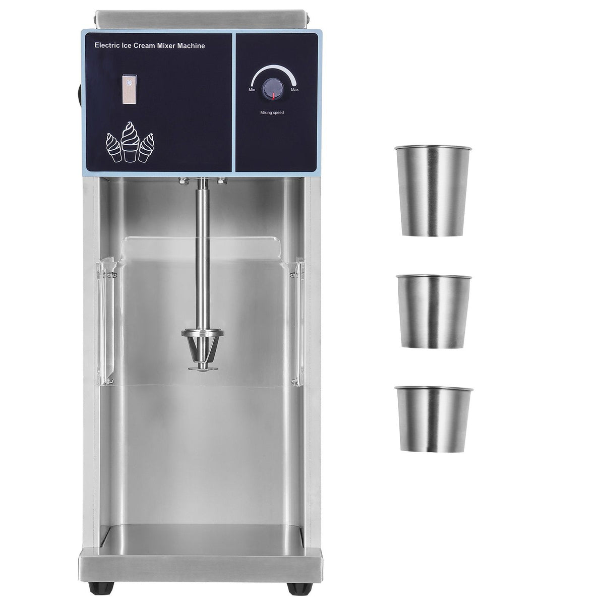 Ice Cream Blender with Stepless Speed Control and Matched Cup Rings