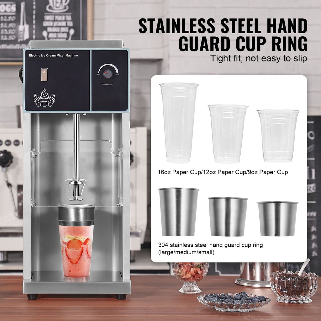 Ice Cream Blender with Stepless Speed Control and Matched Cup Rings