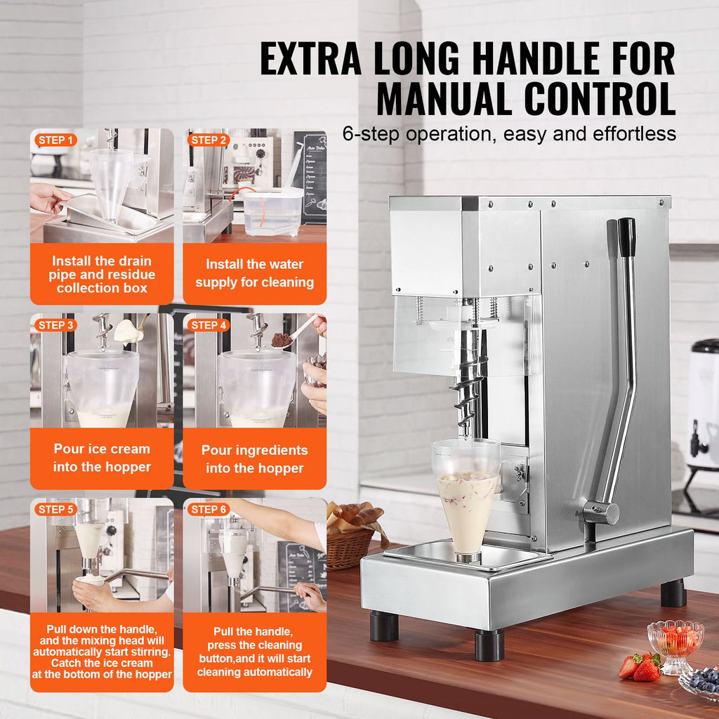 750W High-Speed Ice Cream Blender – 304 Stainless Steel, 1740RPM
