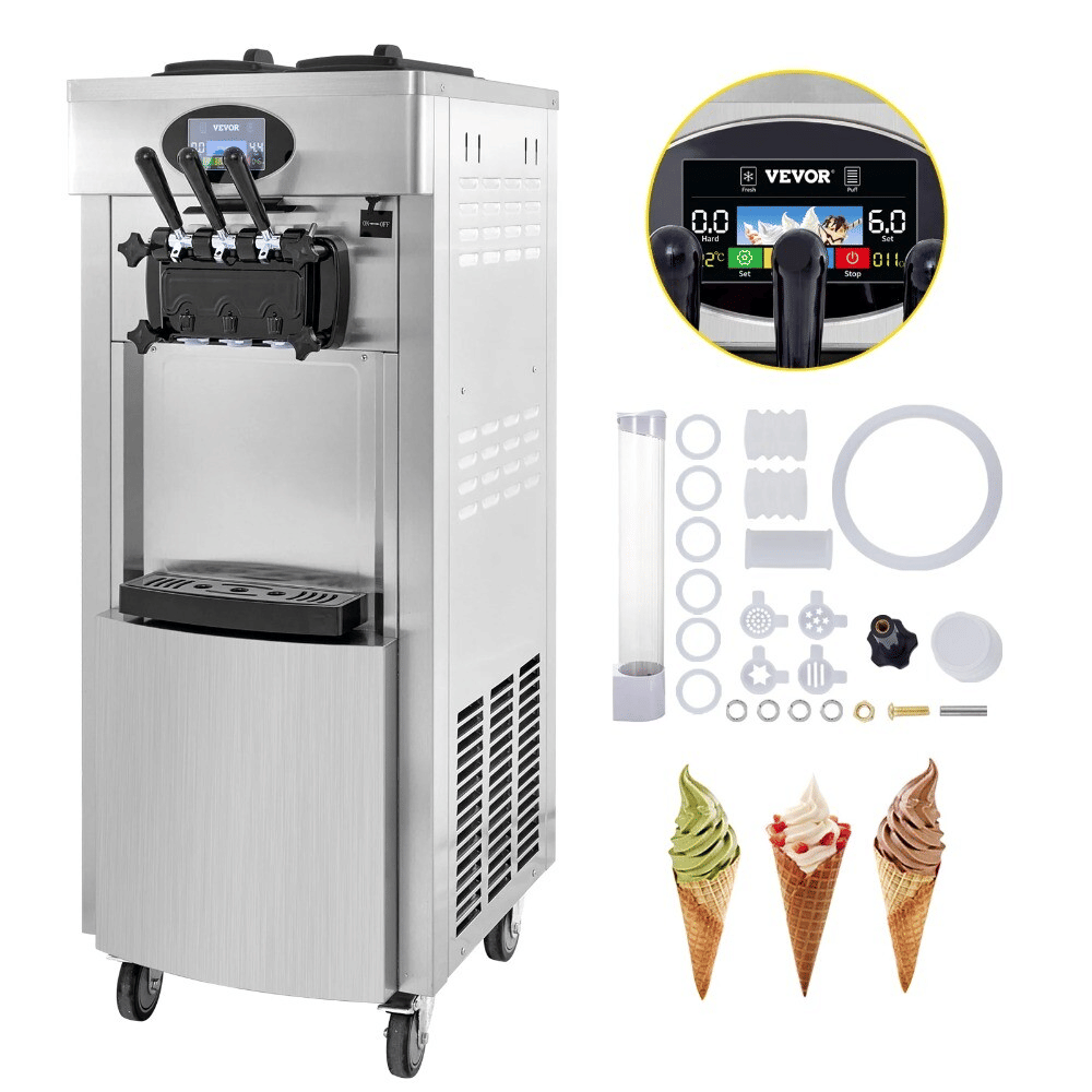 Soft Serve Ice Cream Machine with Dual 6L Hoppers