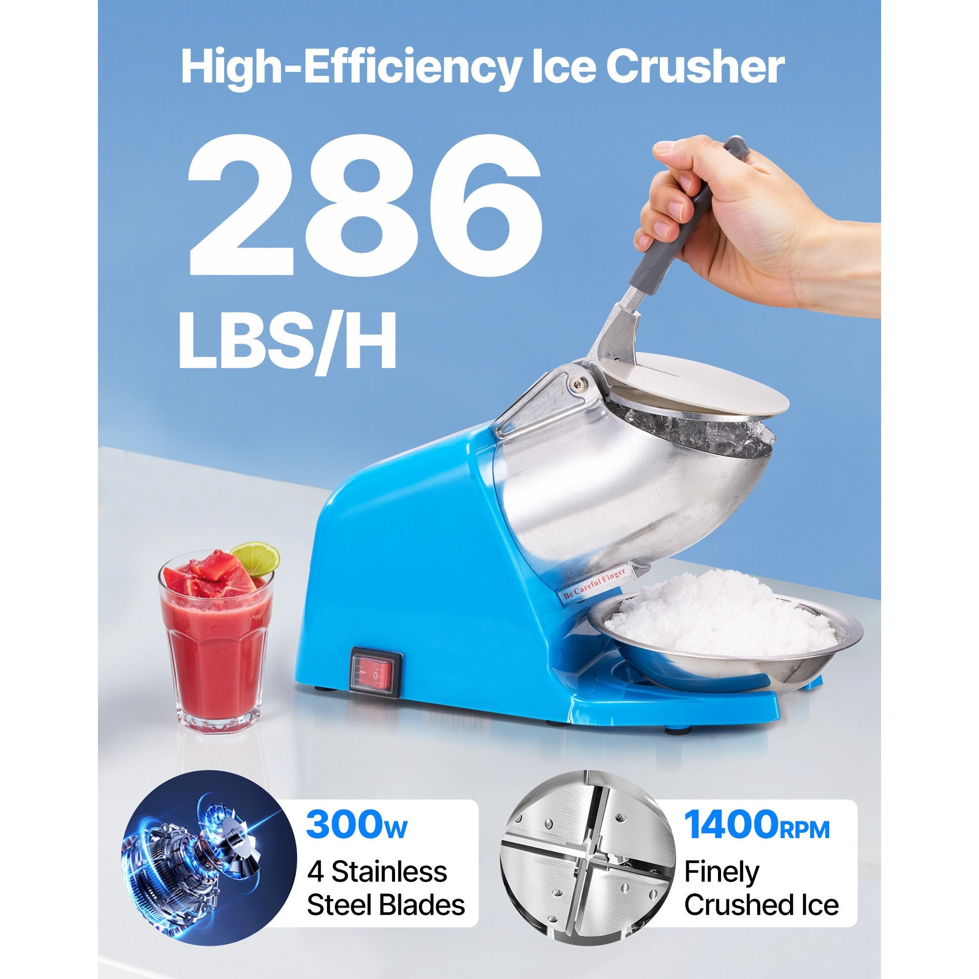 High-Efficiency Electric Ice Crusher with Anti-Splash Design