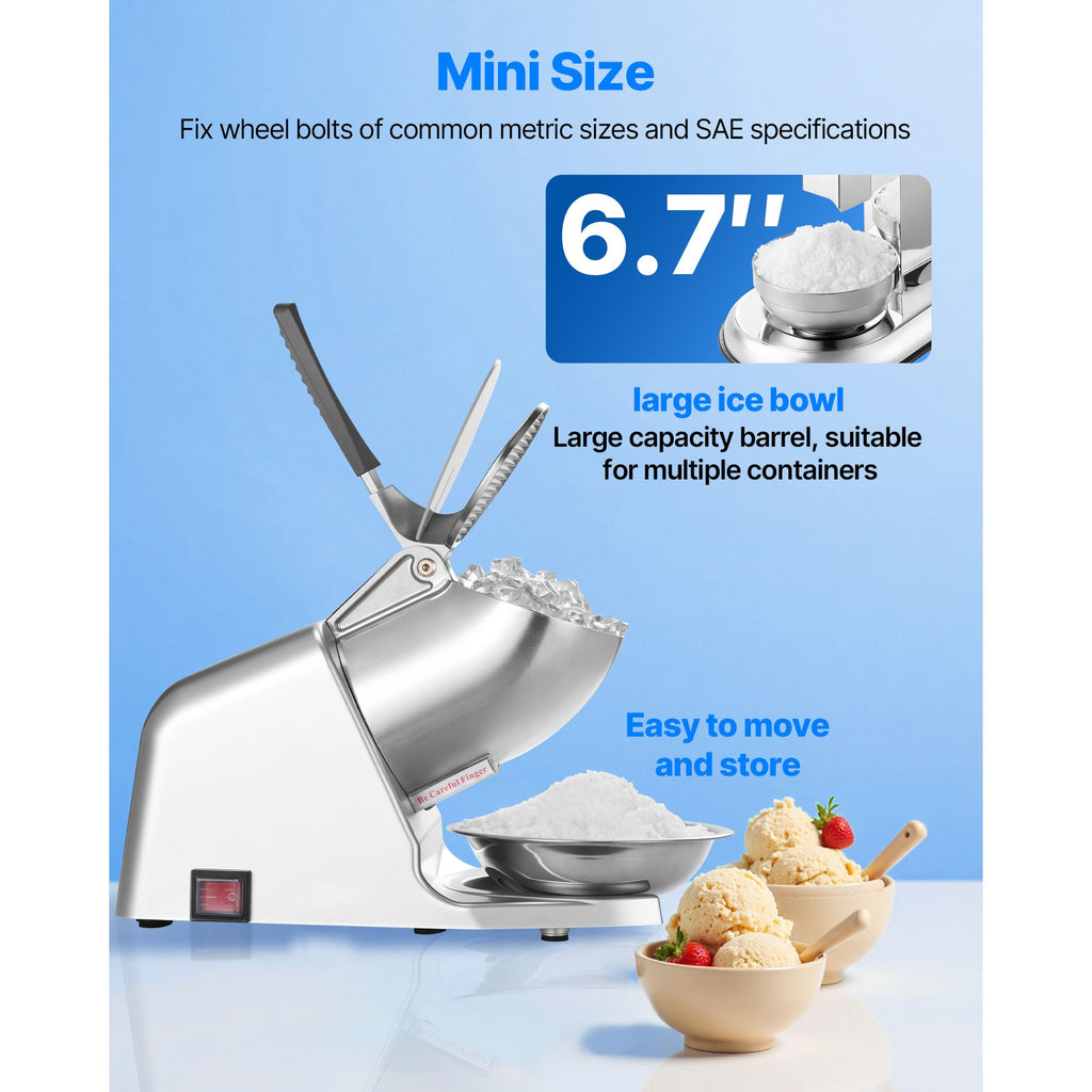 High-Performance Electric Ice Crusher – /hr, 4 Blades, Stainless Steel Snow Cone Maker
