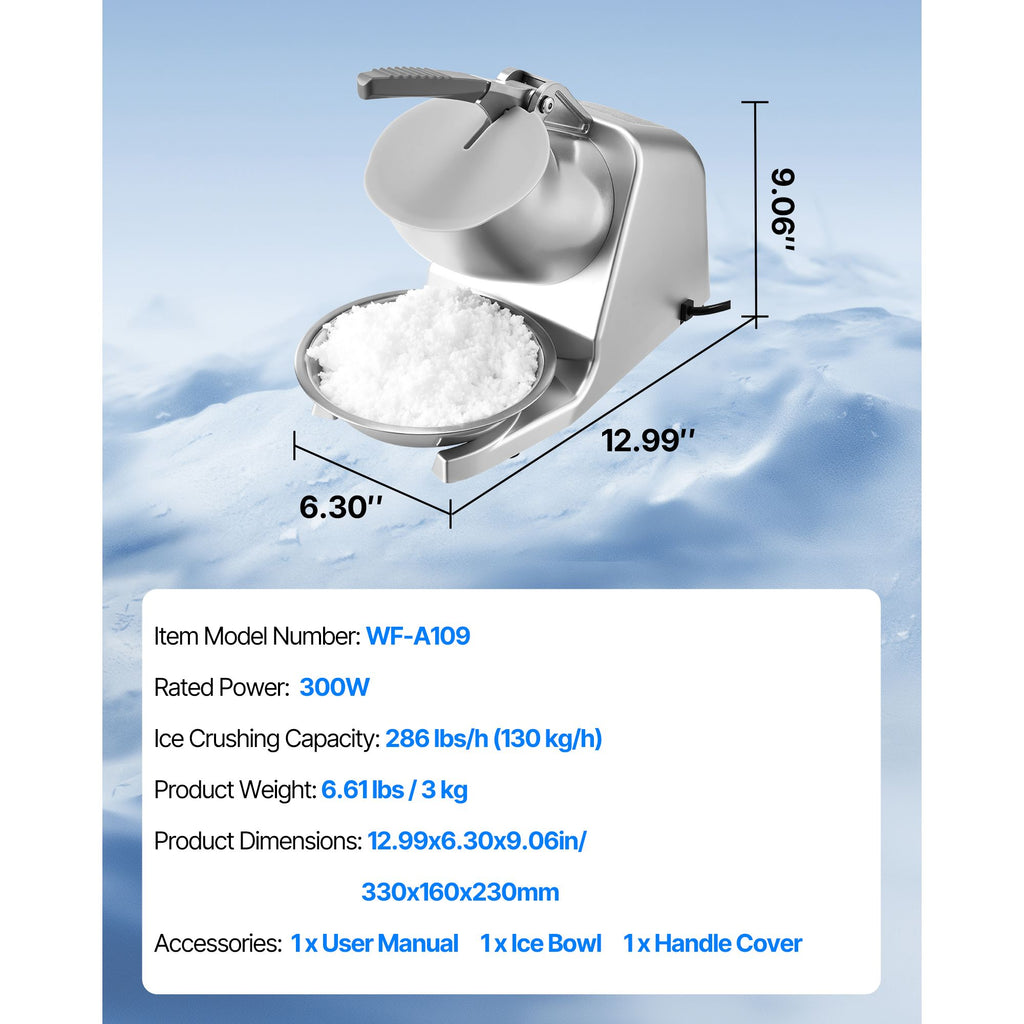 High-Performance Electric Ice Crusher – /hr, 4 Blades, Stainless Steel Snow Cone Maker