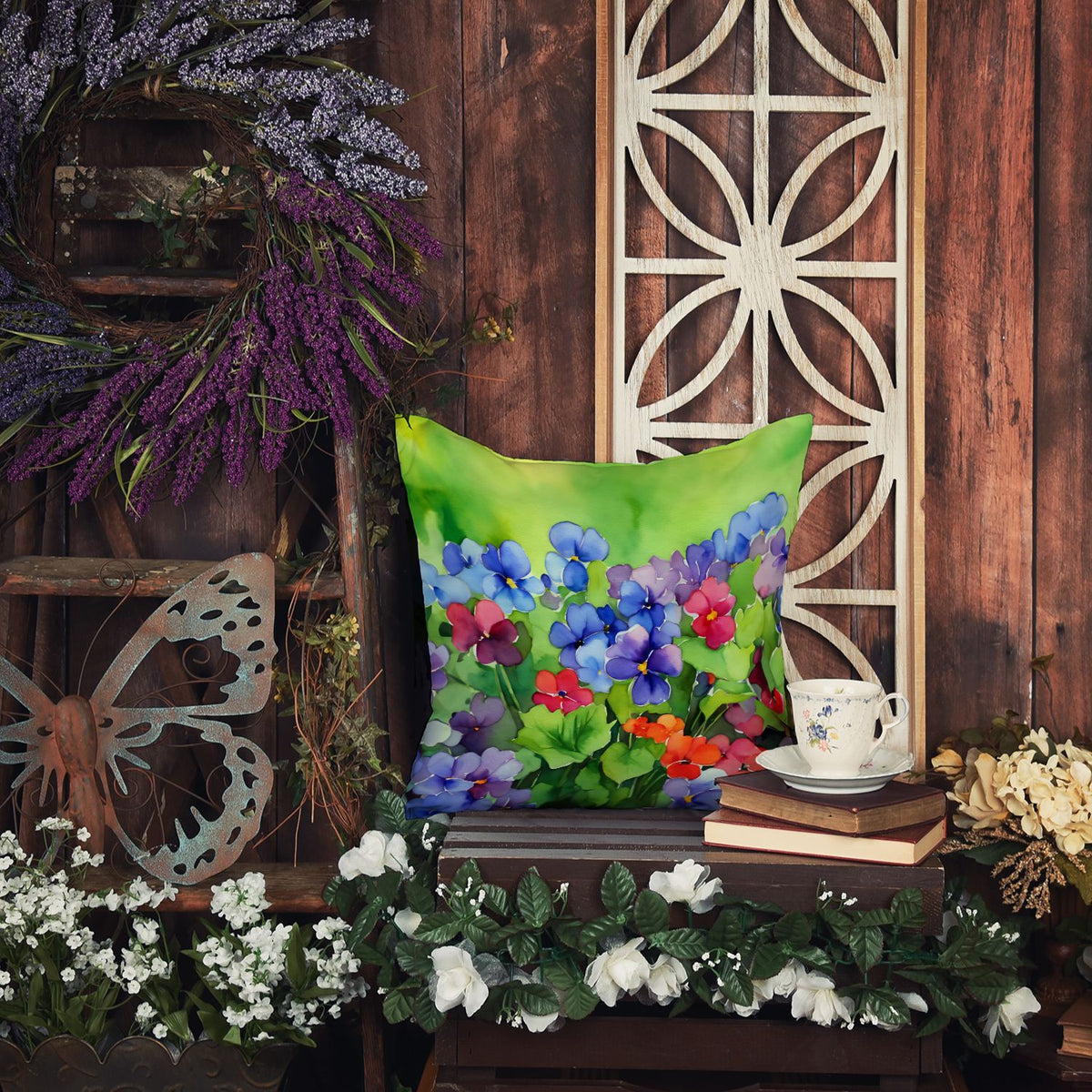 Illinois Violet Watercolor Indoor-Outdoor Throw Pillow