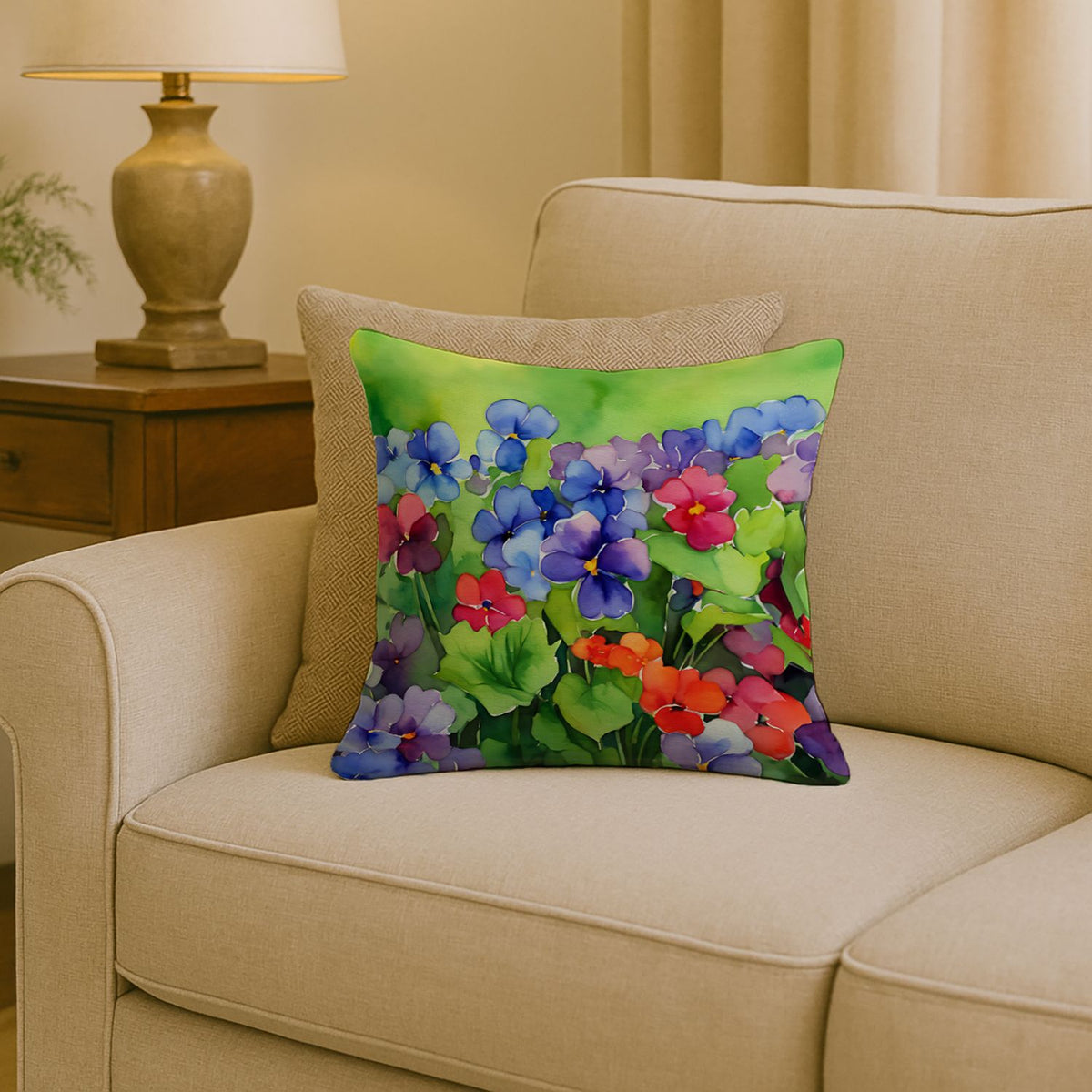 Illinois Violet Watercolor Indoor-Outdoor Throw Pillow