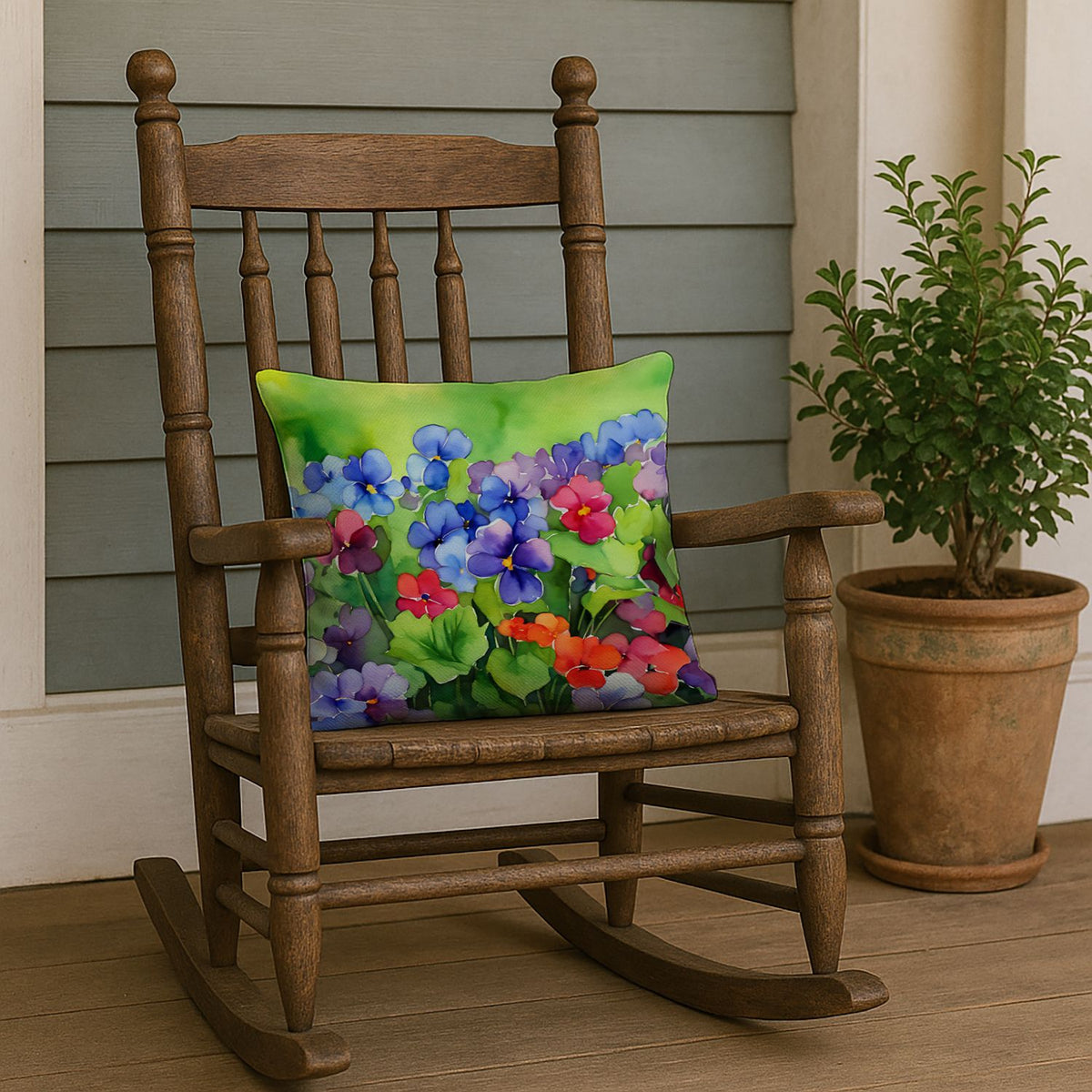 Illinois Violet Watercolor Indoor-Outdoor Throw Pillow