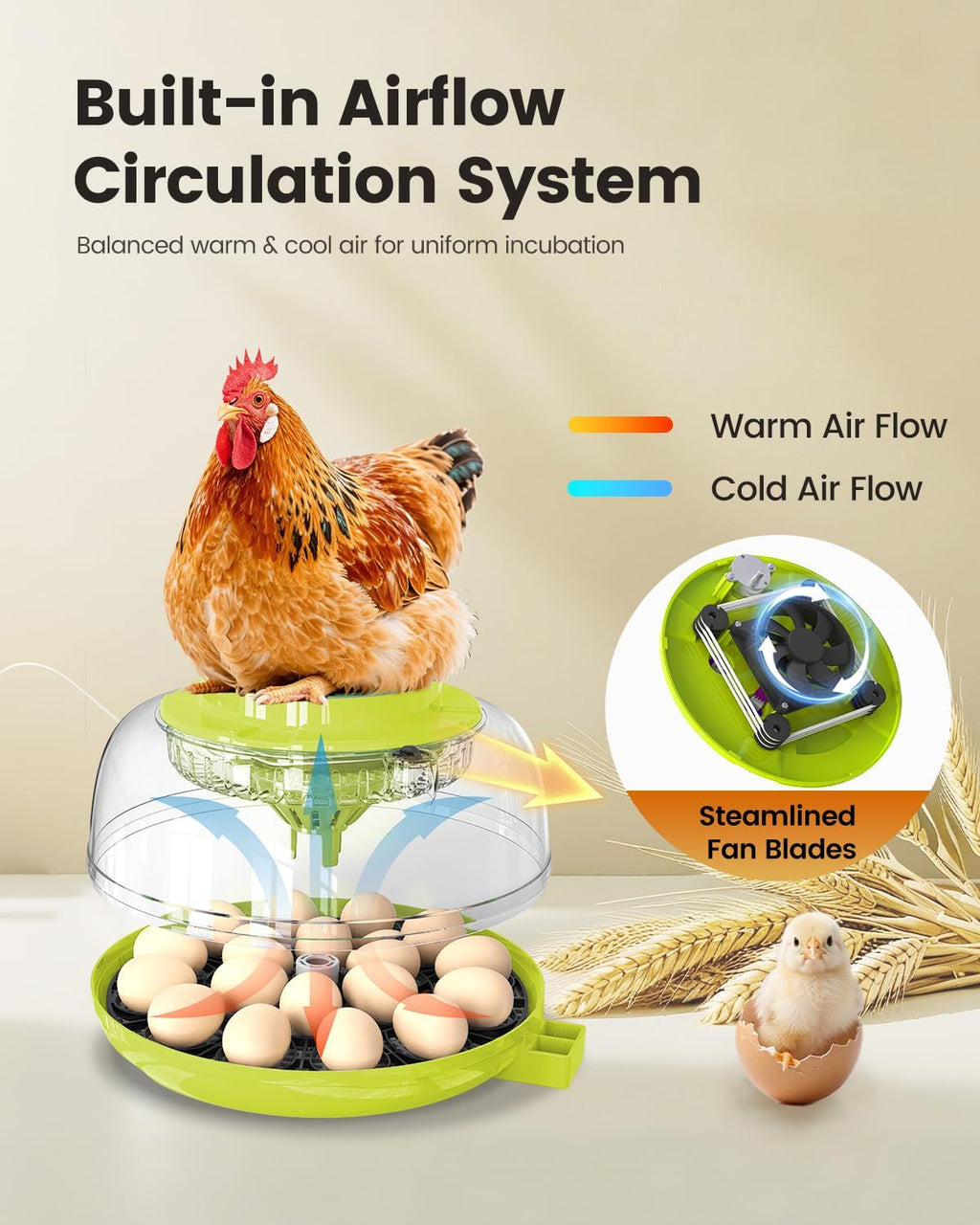 Incubator for Hatching Eggs with Automatic Egg Turner and Digital Controls