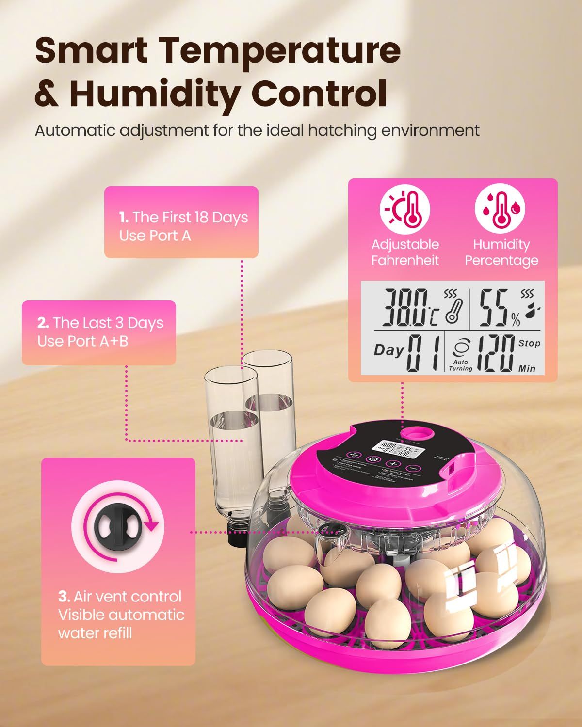 Incubator for Hatching Eggs with Automatic Egg Turner and Digital Controls