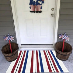 Patriotic Stars & Stripes Welcome Mat for Porch Entryway