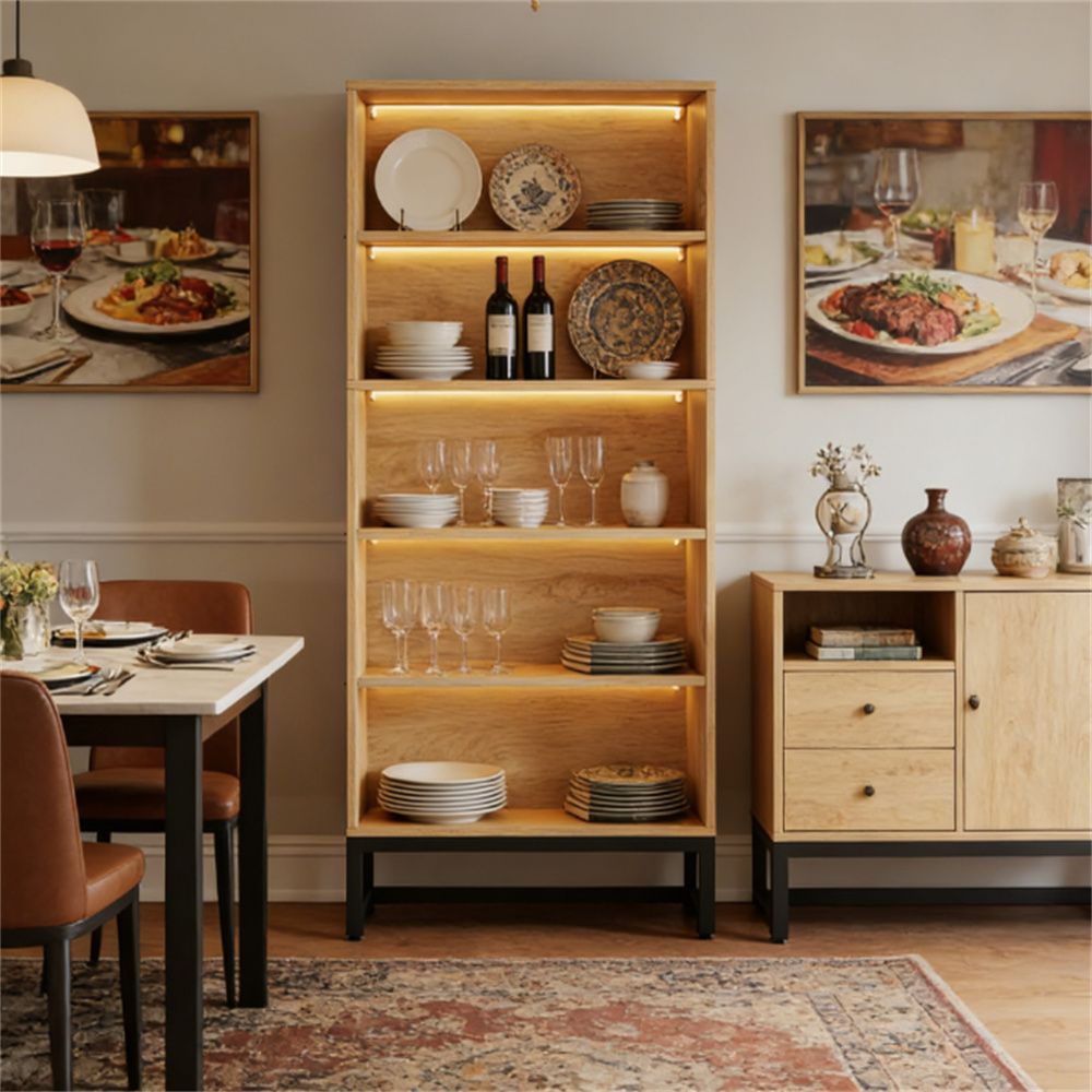 5-Tier LED Bookshelf – practical Display Rack with Adjustable Lighting