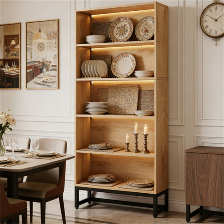 5-Tier LED Bookshelf – practical Display Rack with Adjustable Lighting