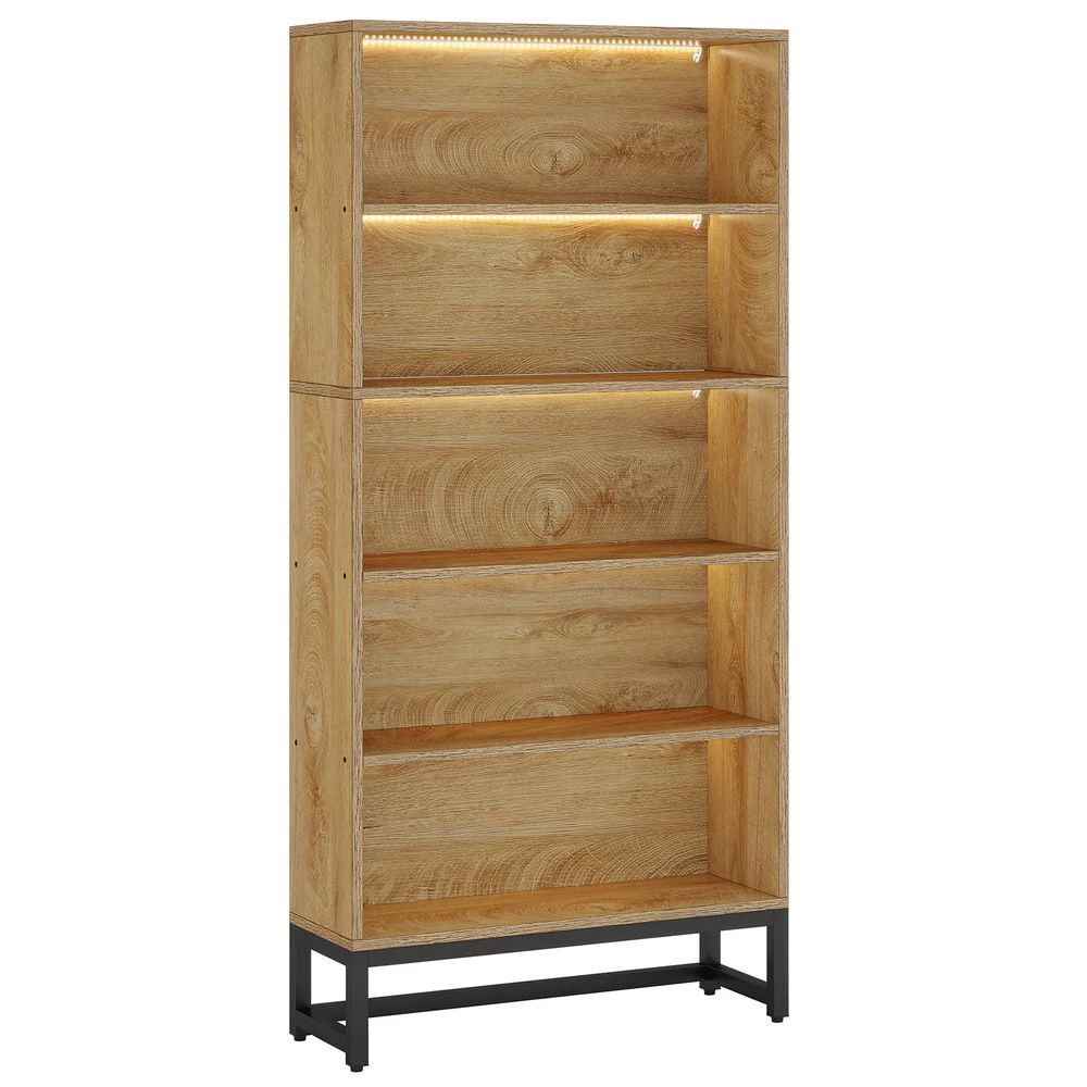 5-Tier LED Bookshelf – practical Display Rack with Adjustable Lighting