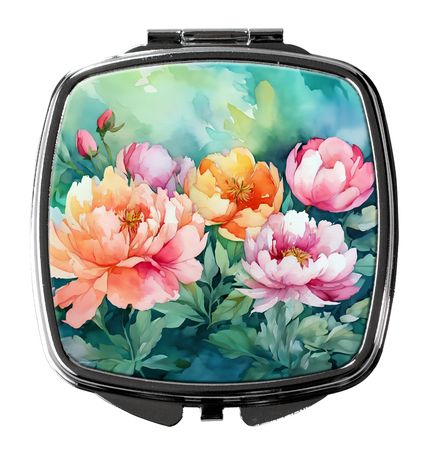 Indiana Peonies Watercolor Folding Compact Mirror