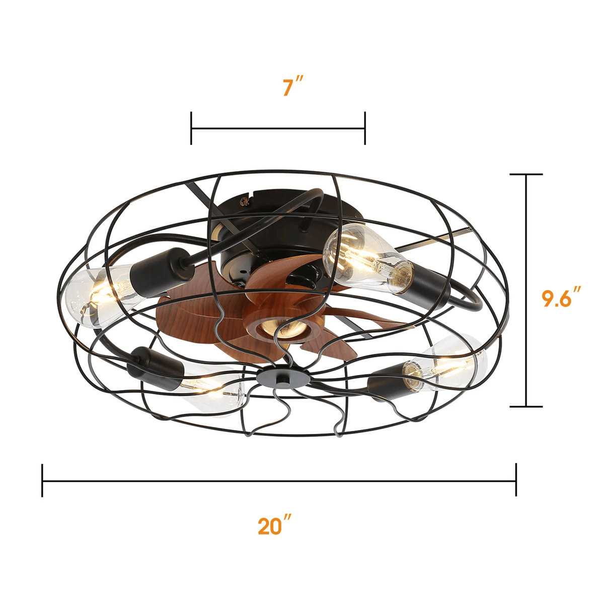 Industrial Flush-Mount Ceiling Fan with Remote and Light