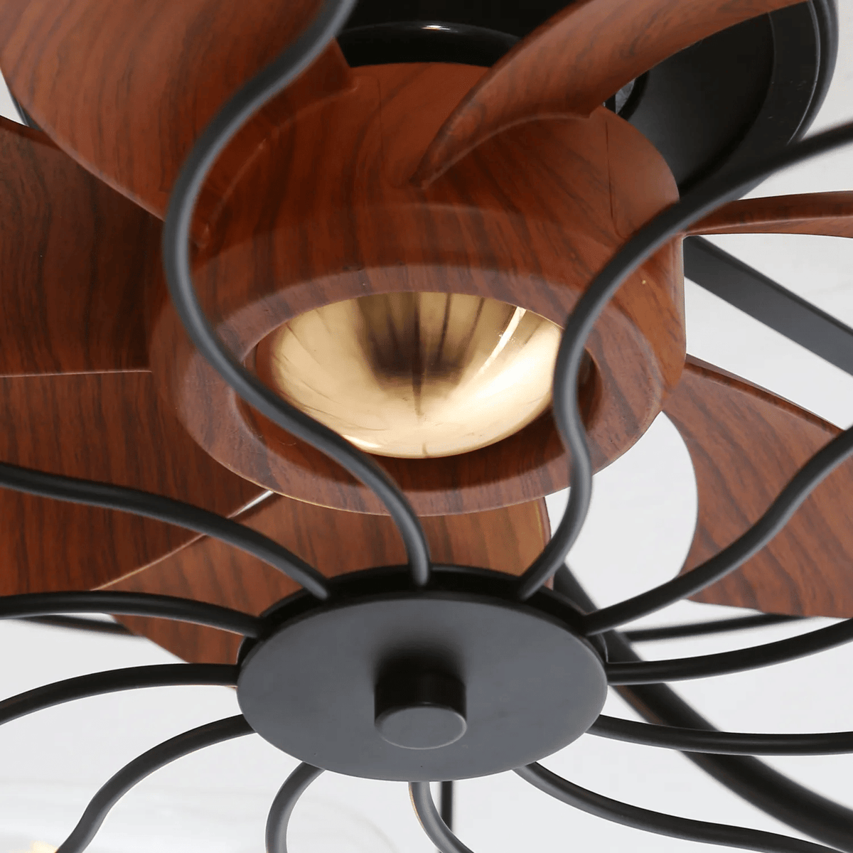 Industrial Flush-Mount Ceiling Fan with Remote and Light